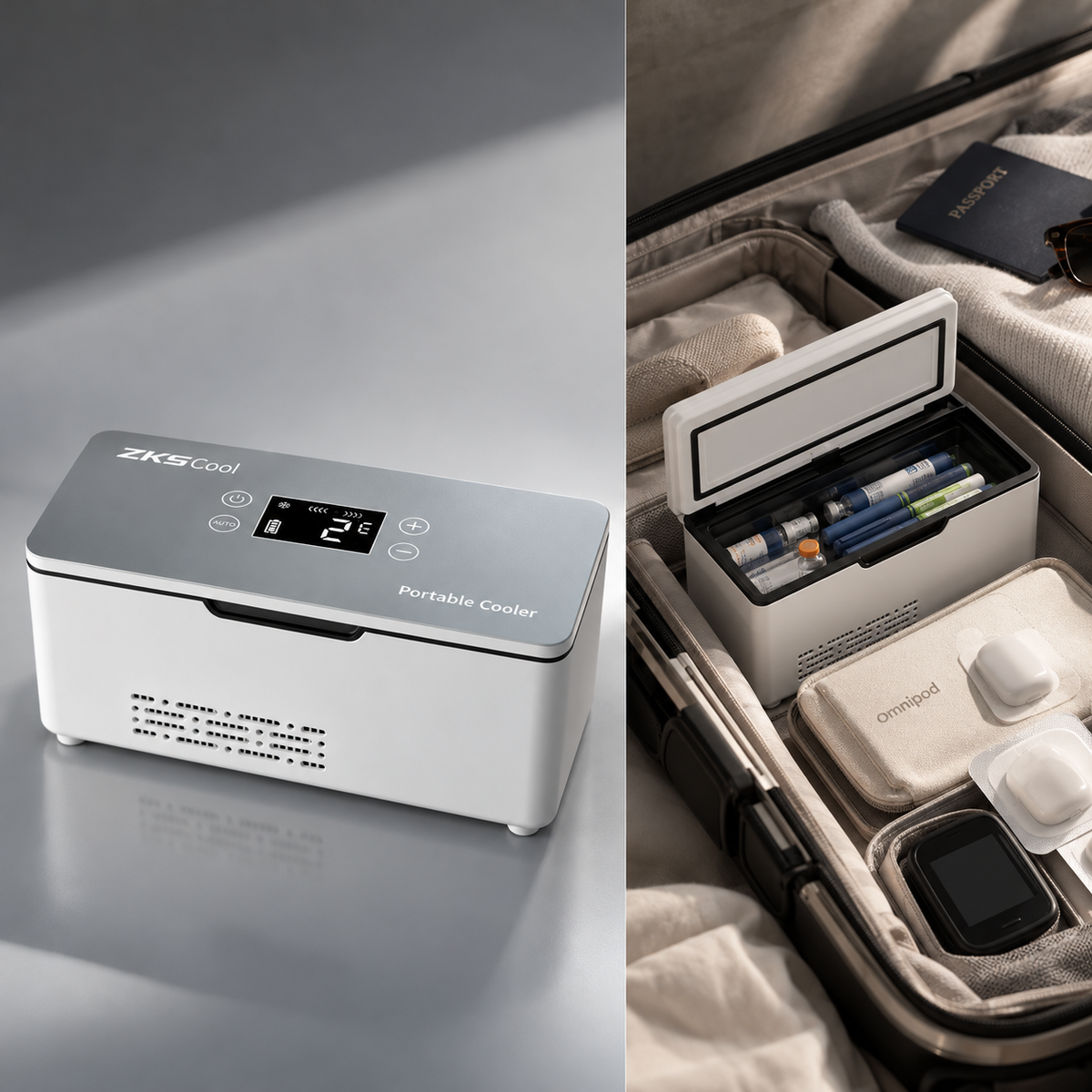 ZKSCool CB03 Compact Medication Cooler — 250 ml, 0–18 °C