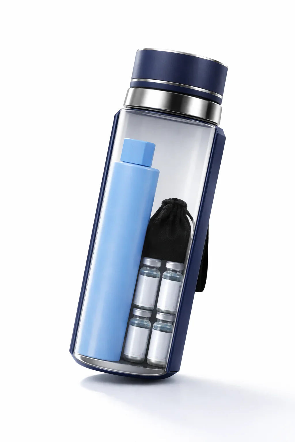 Portable insulin cooler with vials and pen, maintaining 2–20°C for GLP-1 and biologics storage